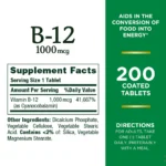 Nature's Bounty, Vitamin B12, 1000 mcg (200 Tablet) - Image 2