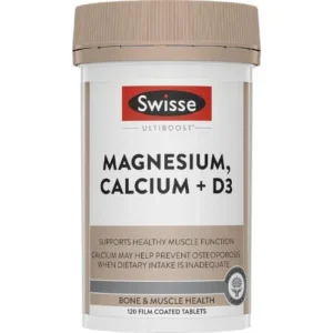 Swisse Ultiboost Magnesium, Calcium + Vitamin D - Supports Healthy Muscle Function - 120 Tablets