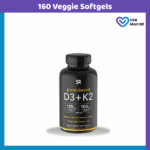 Sports Research SR Plant Based Vitamin D3 125mg + K2 100mcg (160 Veggie Softgels)