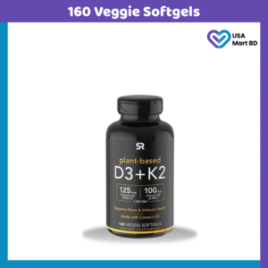 Sports Research SR Plant Based Vitamin D3 125mg + K2 100mcg (160 Veggie Softgels)