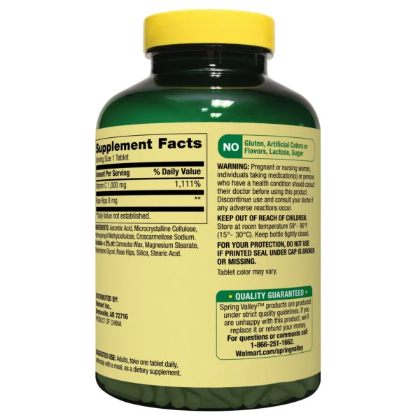 Spring Valley - Vitamin C 1000 mg with Rose Hips, 100 Tablets| - Image 2