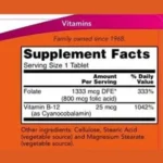 NOW Foods Folic Acid 800 mcg 250 Tablets - Image 2