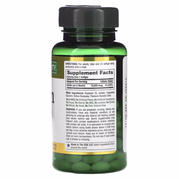 Nature's Bounty Biotin 10,000 mcg 120 Capsules - Image 2