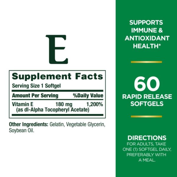Nature's Bounty, Vitamin E 180 mg (120 Capsules) - Image 3