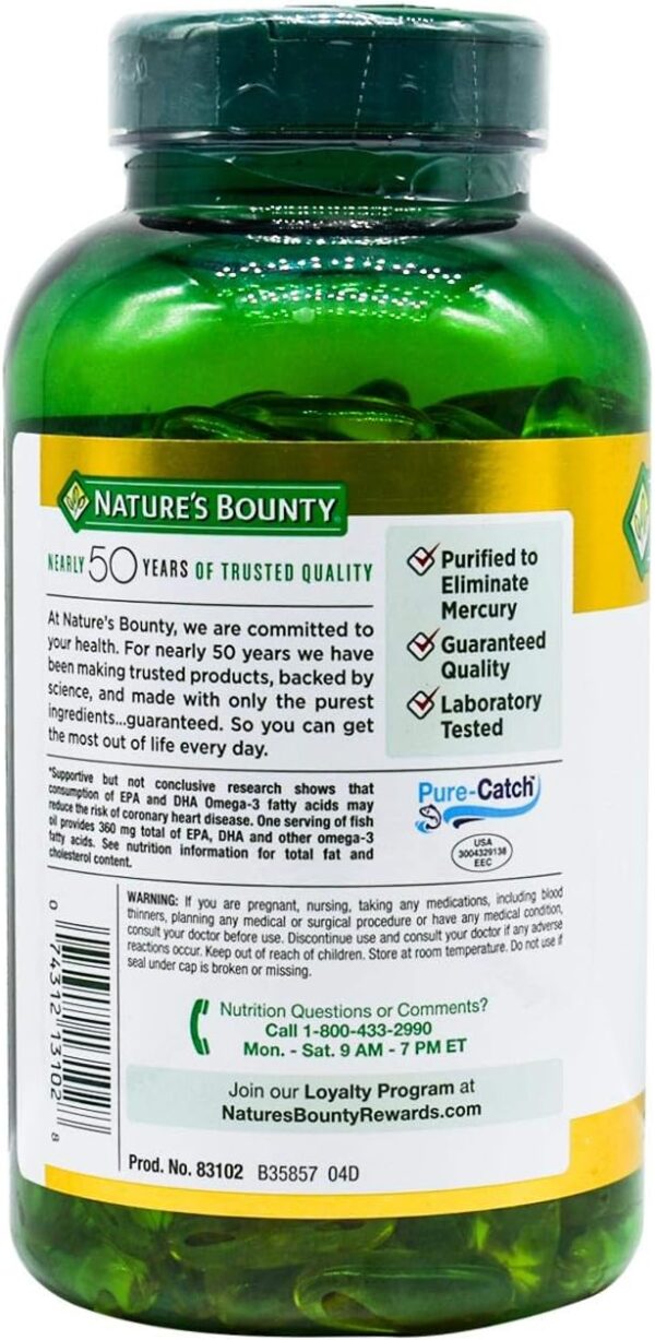 Nature’s Bounty, Fish Oil, 1,200 mg, (200 Softgels) - Image 3