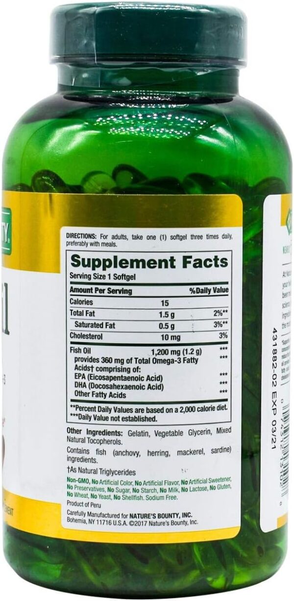 Nature’s Bounty, Fish Oil, 1,200 mg, (200 Softgels) - Image 2