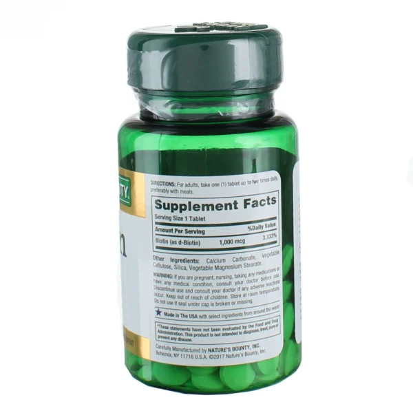 Nature's Bounty Biotin 1,000 mcg (100 Tablets) - Image 2