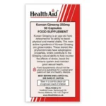 HealthAid Korean Ginseng 250mg - 50 Capsules - Image 3