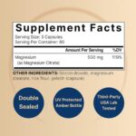 Naturebell Magnesium Citrate 500mg (240 Capsules) | 3rd Party lab tested - Image 2