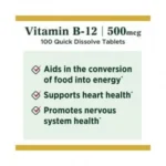 Nature's Bounty Vitamin B12 500 mcg (100 Tablet) - Image 3