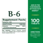 Nature's Bounty, Vitamin B-6 100 mg (100 Tablets) - Image 2
