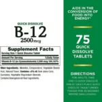 Nature’s Bounty Vitamin B12, 2500 mcg (75 Tablets) - Image 2