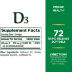 Nature's Bounty Vitamin D3 (250 mcg) 10000 IU -72 Softgels - Image 2
