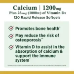 Nature’s Bounty Calcium 1200 mg With Vitamin D3 (120 Softgels) - Image 3