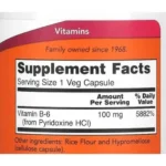 NOW Foods Vitamin B-6 100 mg (100 Veg Capsules) - Image 2