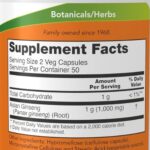 NOW Foods, Panax Ginseng Extract (100 Veg Capsules) - Image 2
