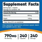 Nutricost Betaine HCL + Pepsin - 790 mg (240 Capsules) - Image 2