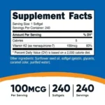 Nutricost Vitamin K2 MK-7 100 mcg (240 Softgels) - Image 2