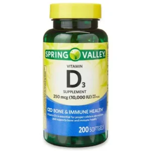 Spring Valley Vitamin D3 250 mcg (10,000 IU) 200 Softgels