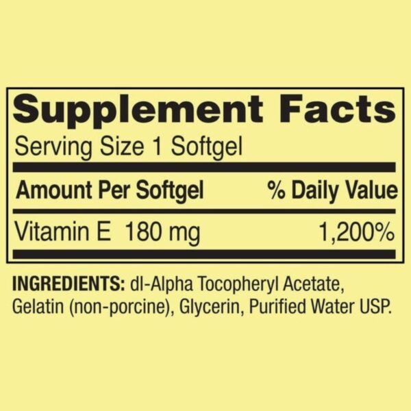 Spring Valley - Vitamin E 400 IU (100 Softgels) - Image 3