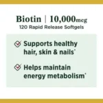 Nature's Bounty Biotin 10,000 mcg 120 Softgels - Image 3