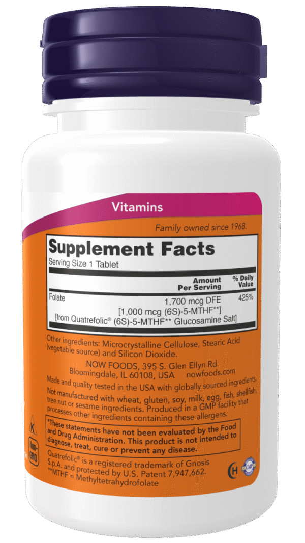 Now Foods Methyl Folate 1,000 mcg 90 Tablets - Image 2