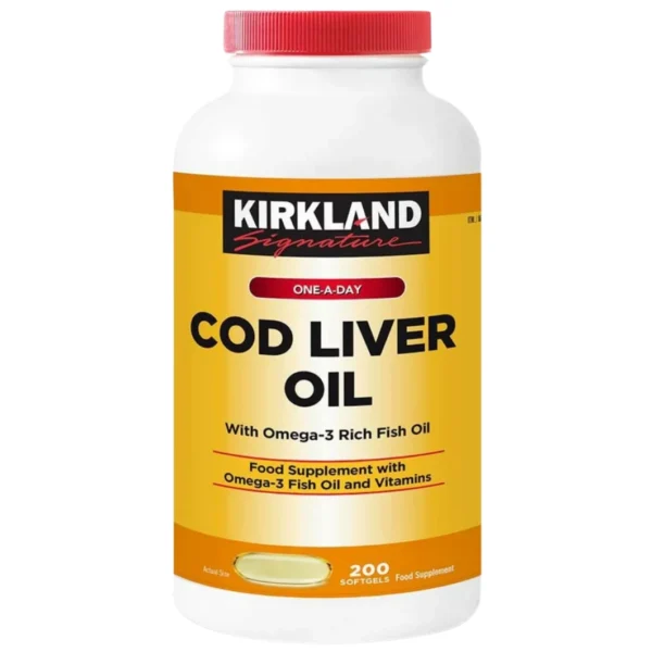 Kirkland Signature Cod Liver Oil + Omega 3 - 1150mg (200 Softgels) - Image 1