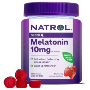 Natrol Melatonin Gummies, Sleep Support for Adults, 10 mg Melatonin Supplement for Sleeping, Strawberry-Flavored | 90 Gummies