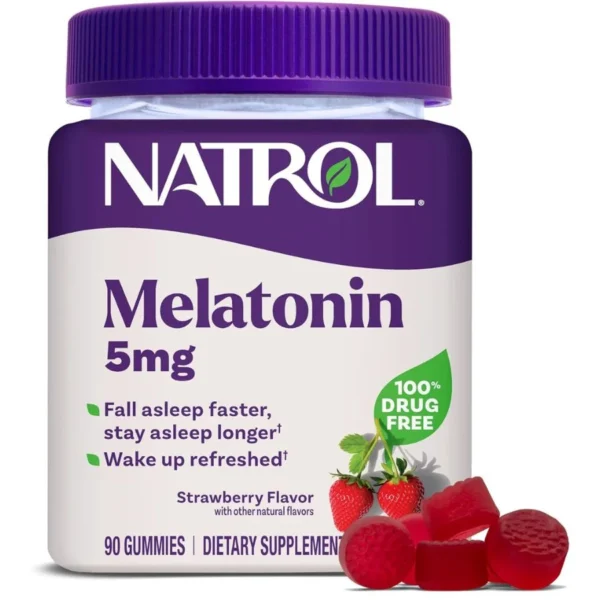 Natrol, Melatonin Gummies, Strawberry, 5 mg, 90 Gummies - Image 1