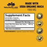 NaturaLife Labs Organic Maca 1900 mg 150 Capsules - Image 2