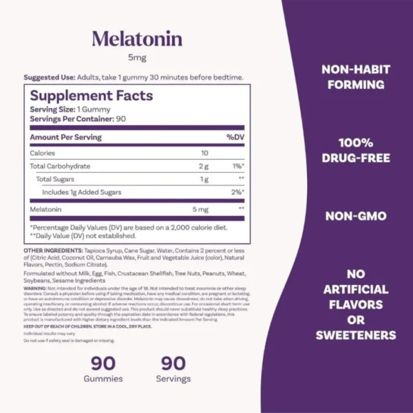 Natrol, Melatonin Gummies, Strawberry, 5 mg, 90 Gummies - Image 2