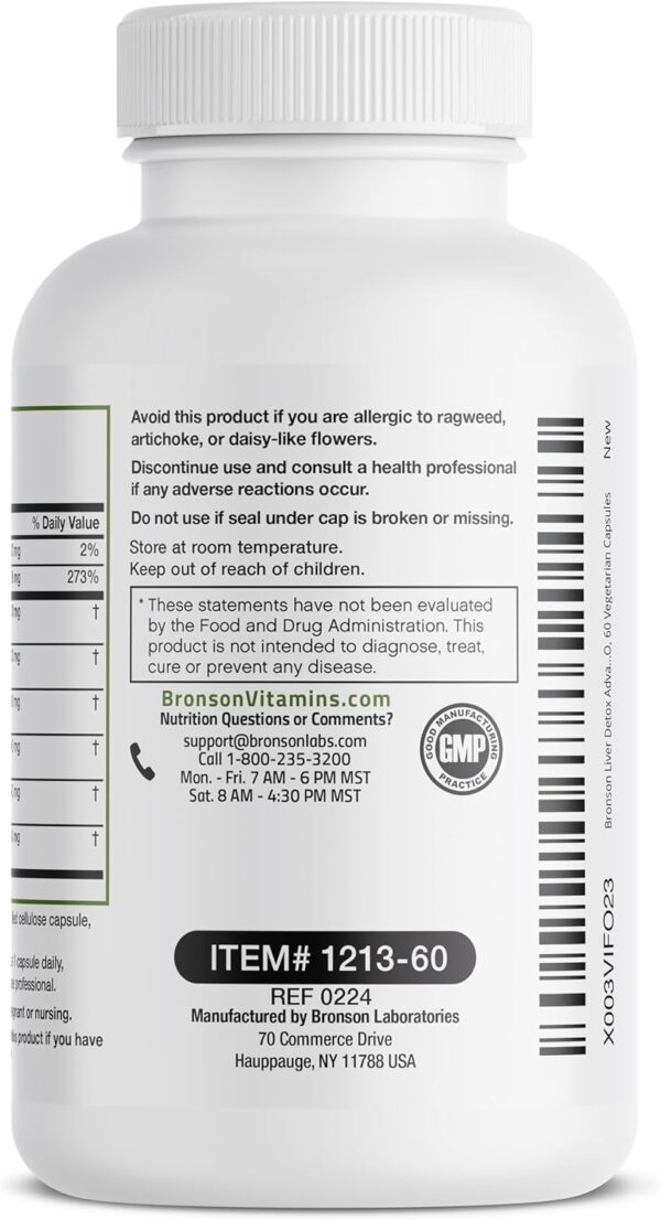 Bronson Liver Detox (60 Vegetarian Capsules) – Advanced Detox & Cleansing Formula - Image 2