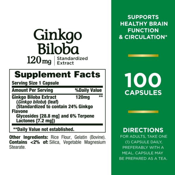 Nature’s Bounty, Ginkgo Biloba ,120 mg, 100 Capsules - Image 3