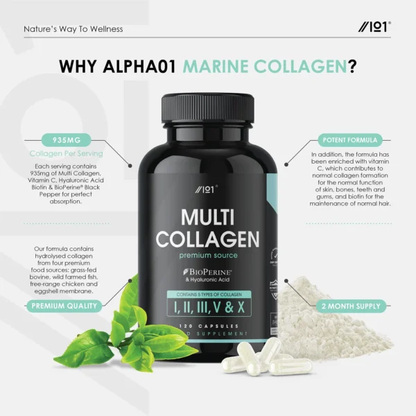 Alpha One Marine Collagen 1000mg (120 Capsules) - Image 2