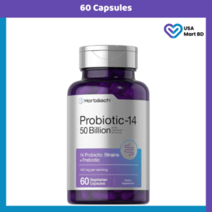 Horbäach Probiotics with Prebiotics | 60 Capsules | 50 Billion Active Organisms