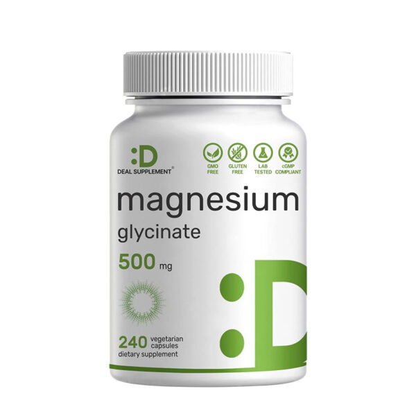 DEAL SUPPLEMENT Magnesium Glycinate 500mg – 240 Veggie Capsules - Image 1