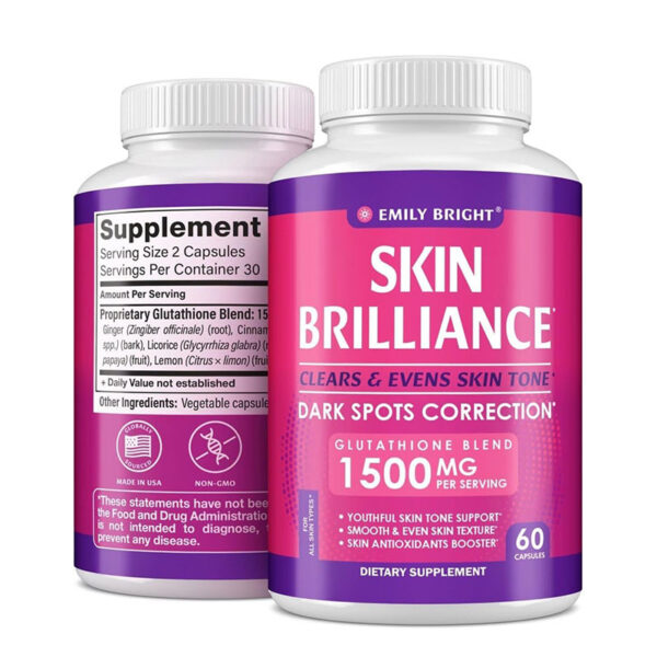 Emily Bright Skin Brilliance Dark Spot Correction Glutathione 1500 mg – 60 Capsules - Image 1