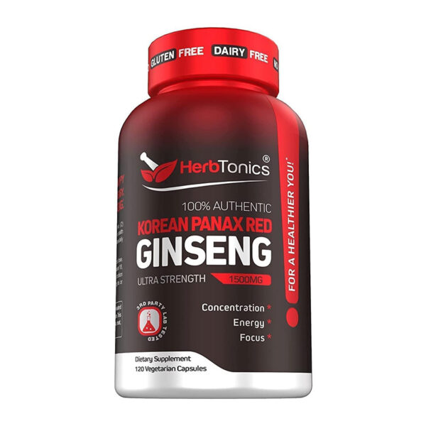 Herb Tonics Korean Red Panax Ginseng 1500mg – 120 Capsules - Image 1