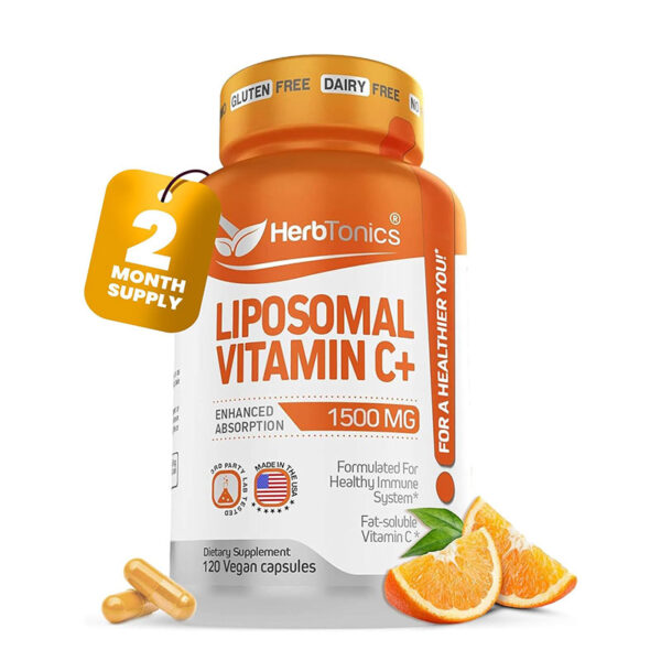 HerbTonics Liposomal Vitamin C + 1500 mg 120 Vegan Capsules - Image 1