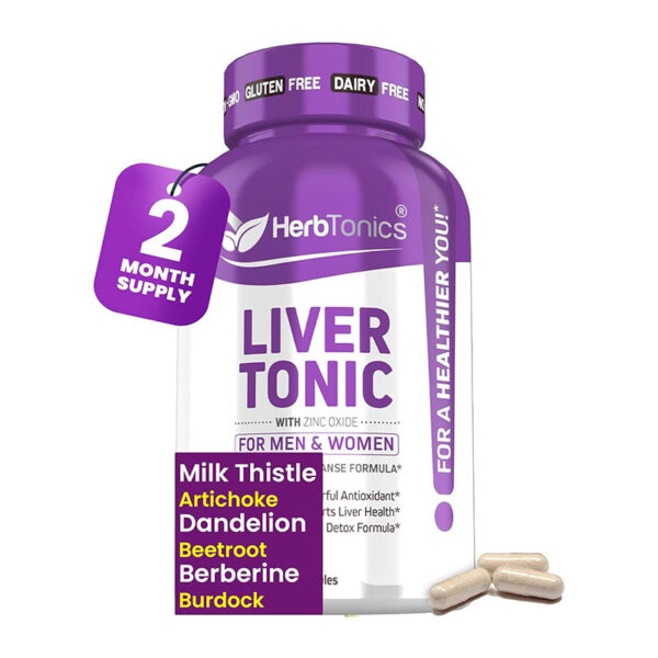 HerbTonics Liver Tonic With Zinc Oxide For Men & Woman 120 Capsules - Image 1