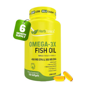 HerbTonics Omega-3X Fish Oil High EPA 450 mg & DHA 300 mg 180 Softgels