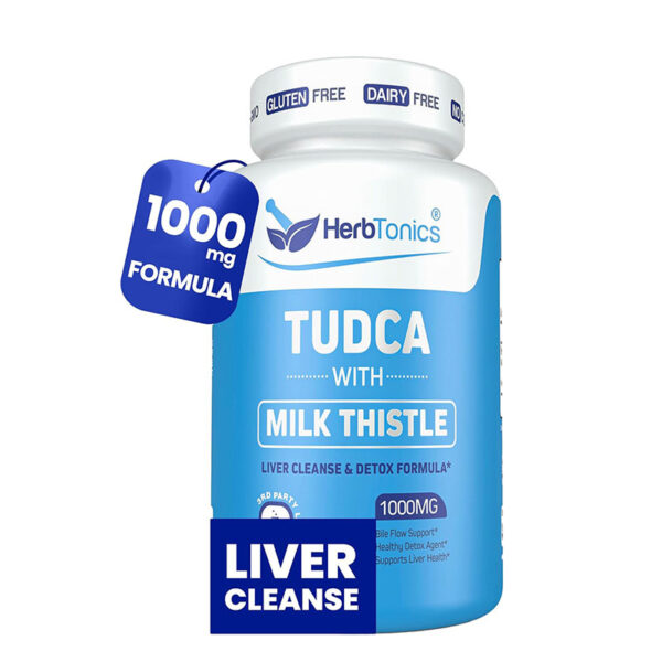 HerbTonics TUDCA with Milk Thistle Liver Cleanse & Detox formula 1000 mg 60 Vegan Capsules - Image 1
