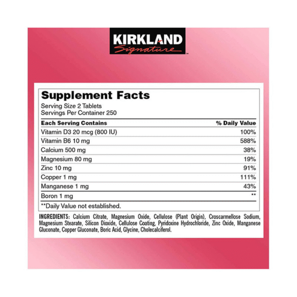 Kirkland Signature, Calcium Citrate Magnesium and Zinc (500 Tablets) - Image 3