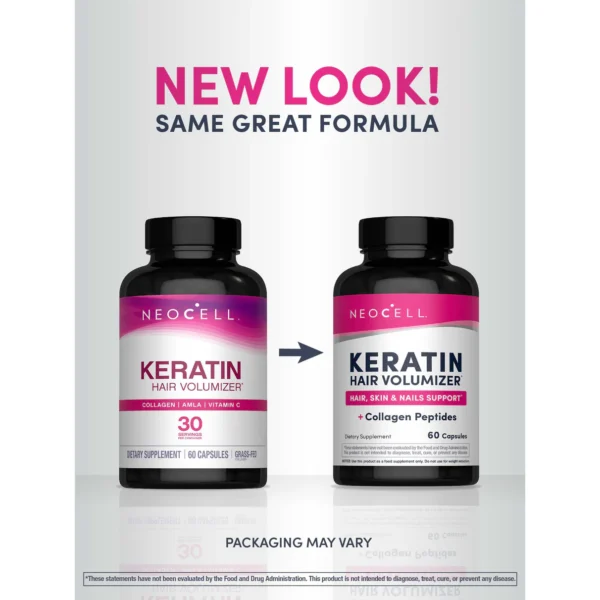 NeoCell Keratin Hair Volumizer, 60 Vegetarian Capsules - Image 4