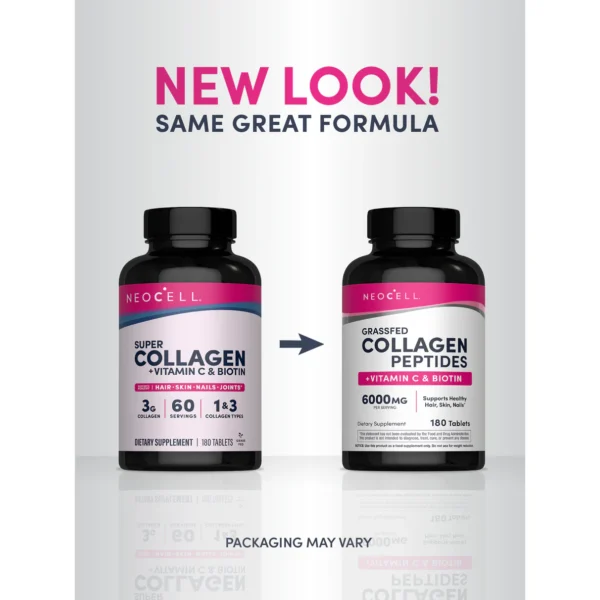Neocell Grassfed Collagen Peptides + C & Biotin 180 Caplets - Image 4