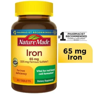 Nature Made Iron 65 mg (325 mg Ferrous Sulfate) 365Tablets