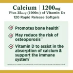 Nature’s Bounty Calcium 1200 mg With Vitamin D3 (120 Softgels) - Image 3