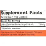NOW Foods, GABA, 750 mg, (100 Veg Capsules) - Image 2