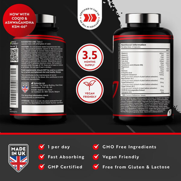 Nutravita TESTOMAX 2.0 for Men – 210 Vegan Caps - Image 2