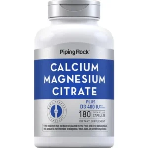 Piping Rock Calcium & Magnesium Citrate Plus D3 (180 Capsules)